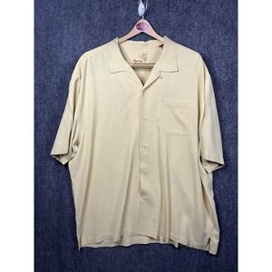 Tommy Bahama Men's Yellow 100% Silk Hawaiian Camp Beach Shirt Size XXL